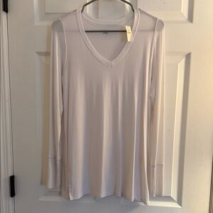 Aerie Soft V-Neck Long Sleeve Top - Cream